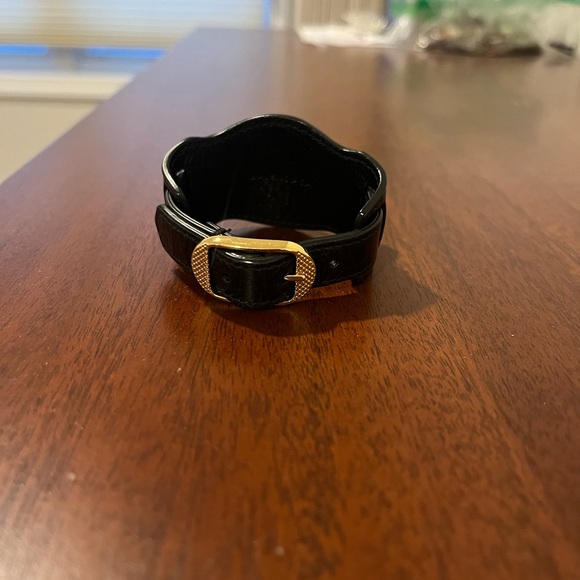 Authentic Balenciaga Black Leather Bracelet with Gold Accents - Picture 3 of 5